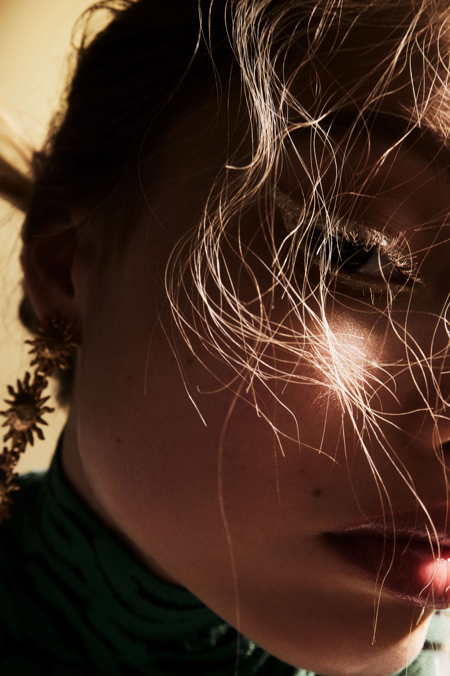 a close up of a woman's hair