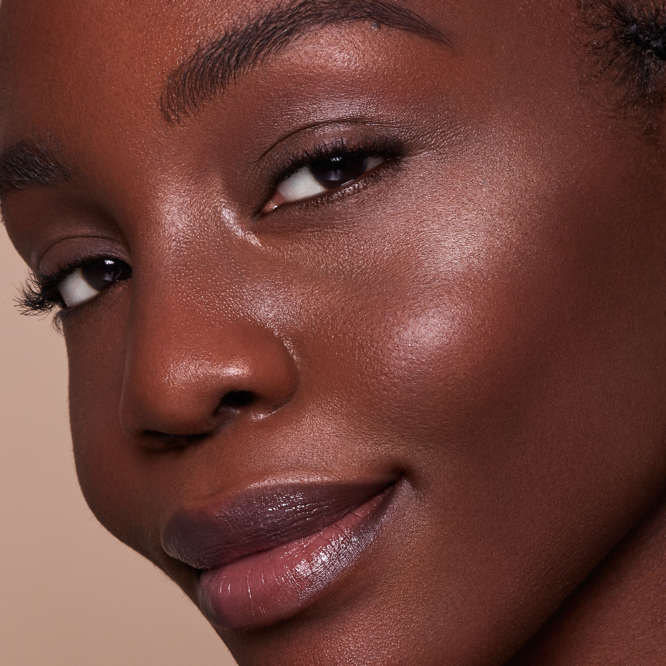 a close up of a black woman's face