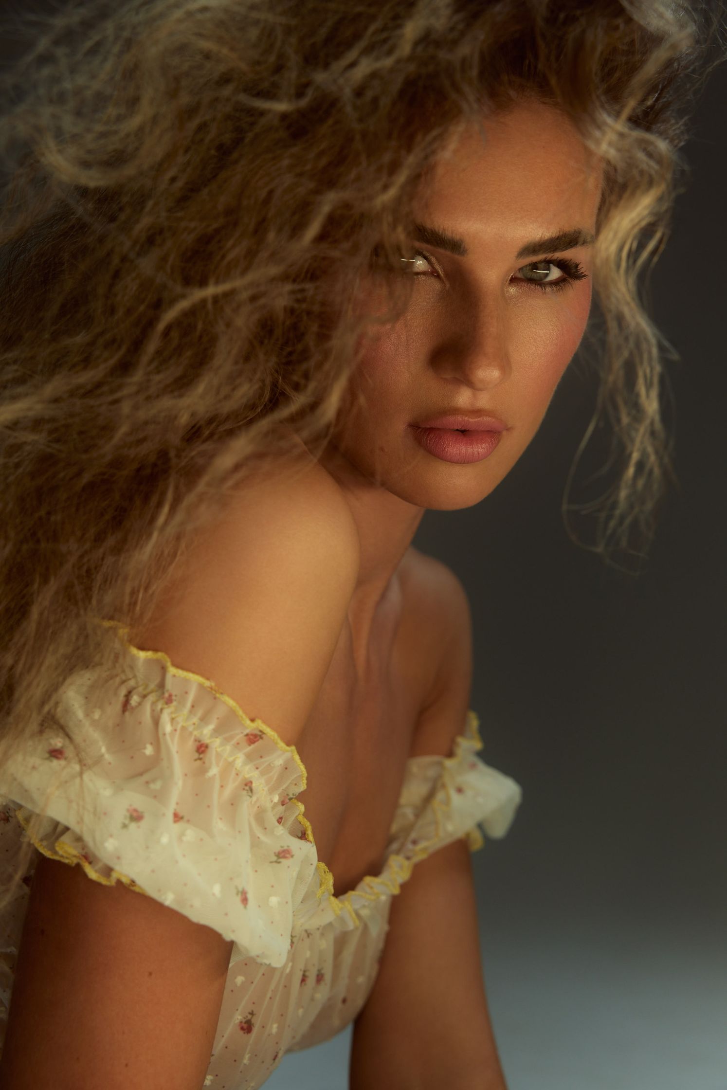 a woman with long hair