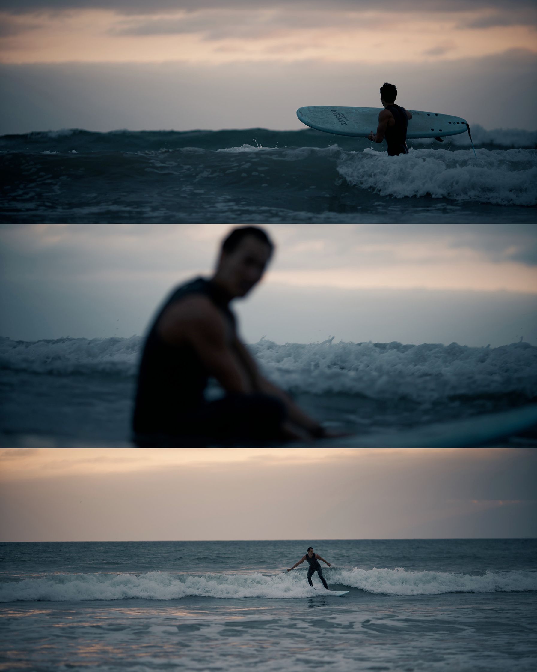 a man is riding a surfboard in the ocean