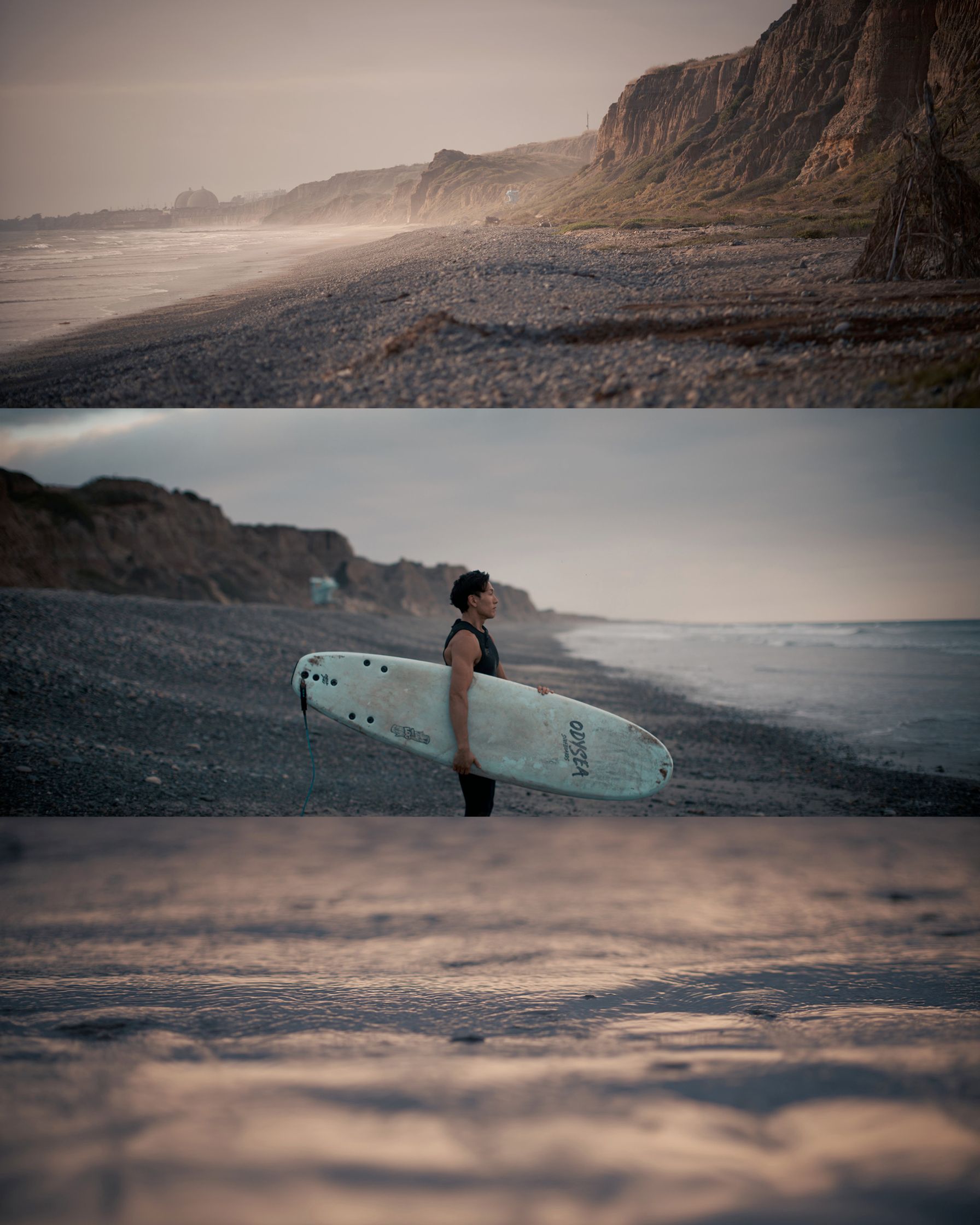 pictures of a man holding a surfboard on the beach