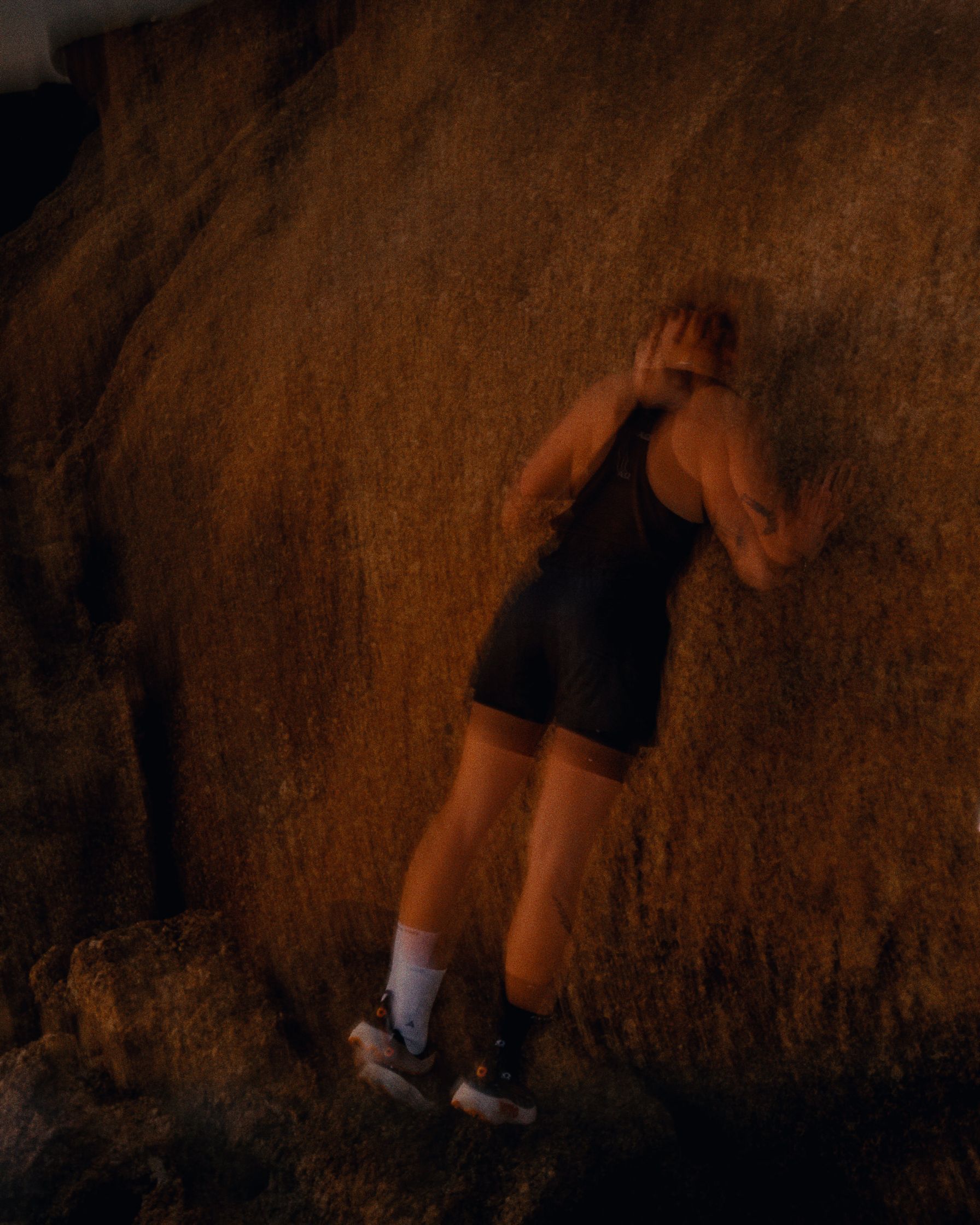 a woman on a rock