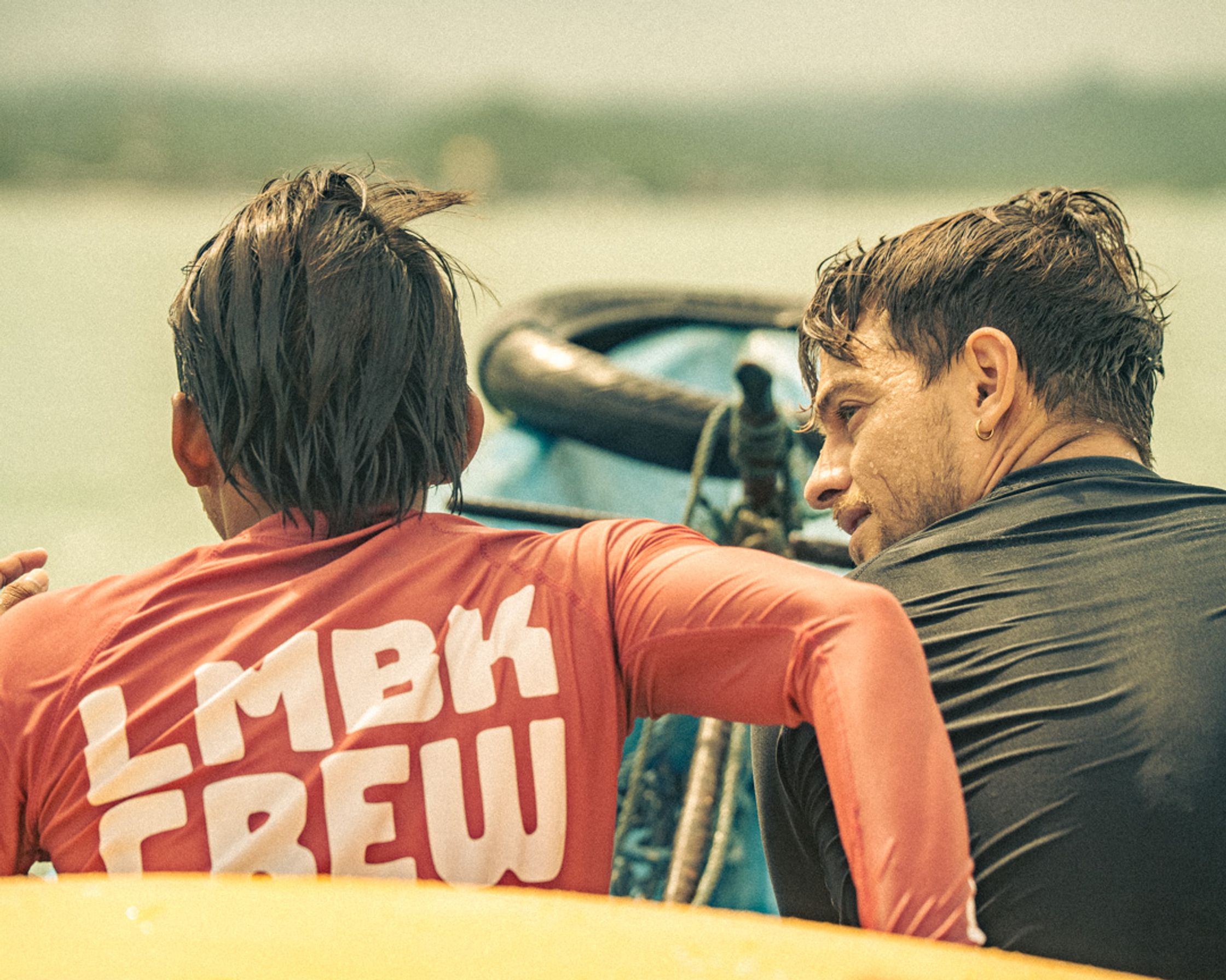 Cruising to the line-up: Authentic connections and swell talk on the LMBK boat, somewhere in the turquoise waters of South Lombok.