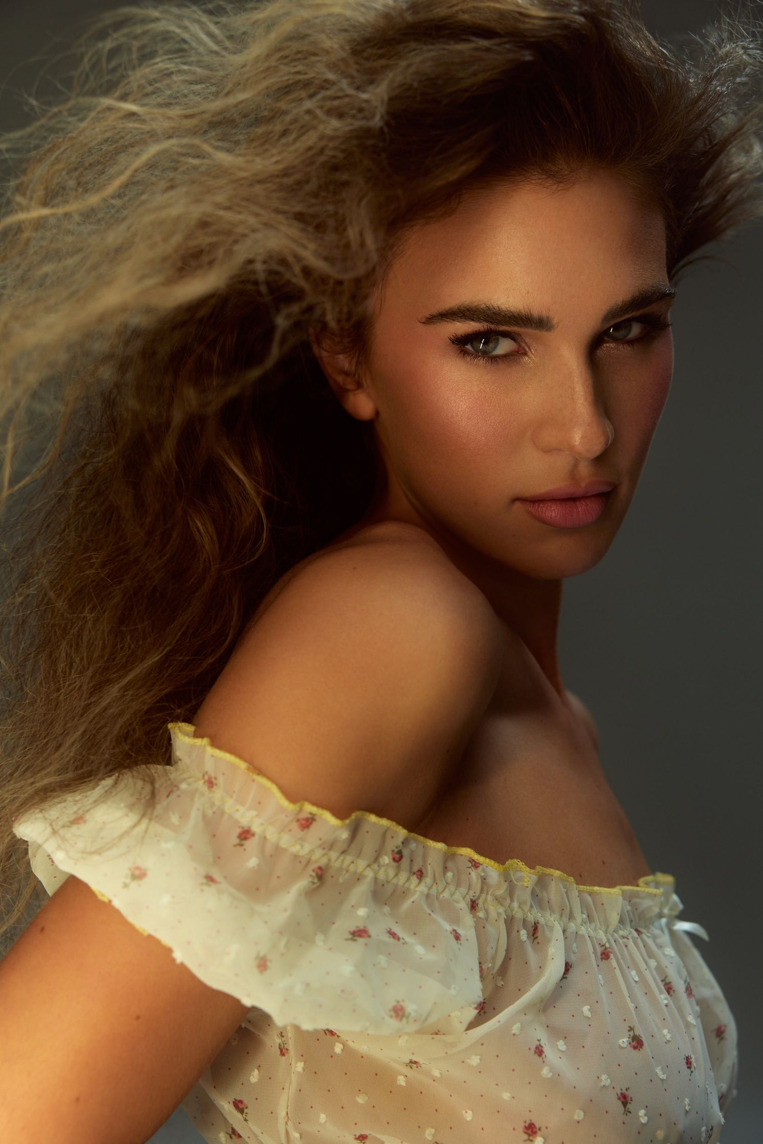 a woman with long hair