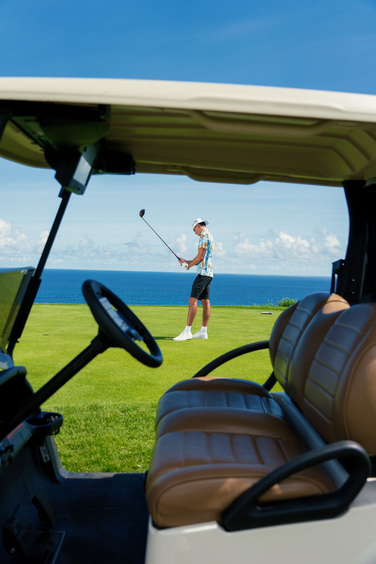 a golf cart on a golf course