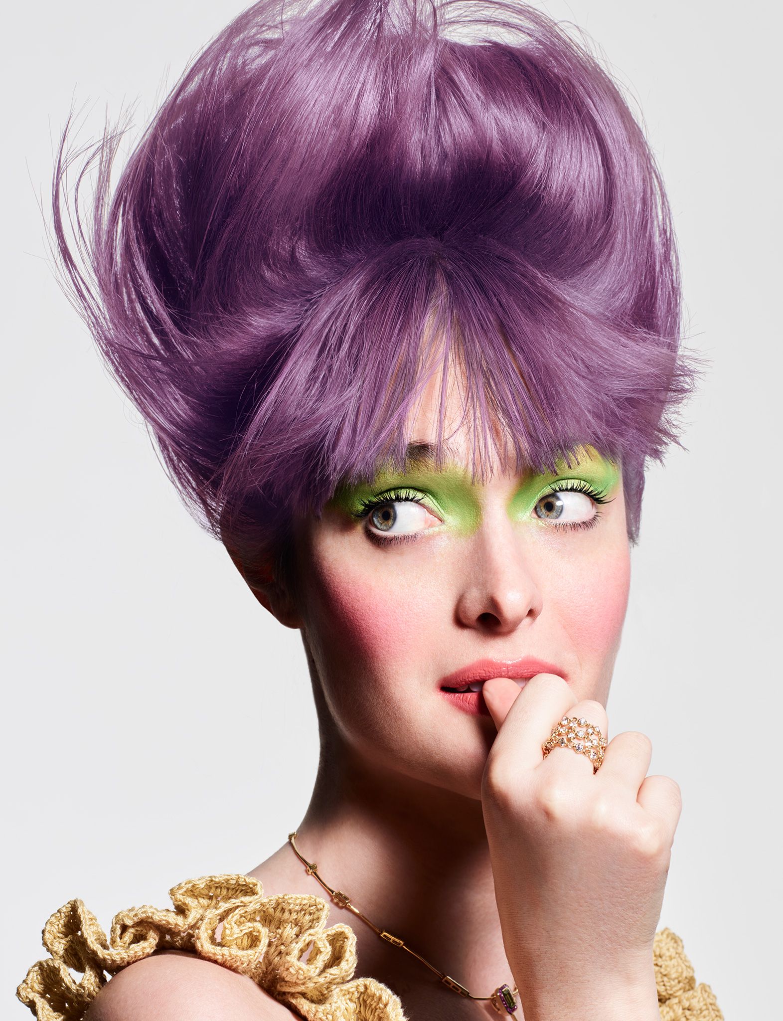 Final TUSH editorial image of Sam Rollinson with pastel hair, photographed by Rankin